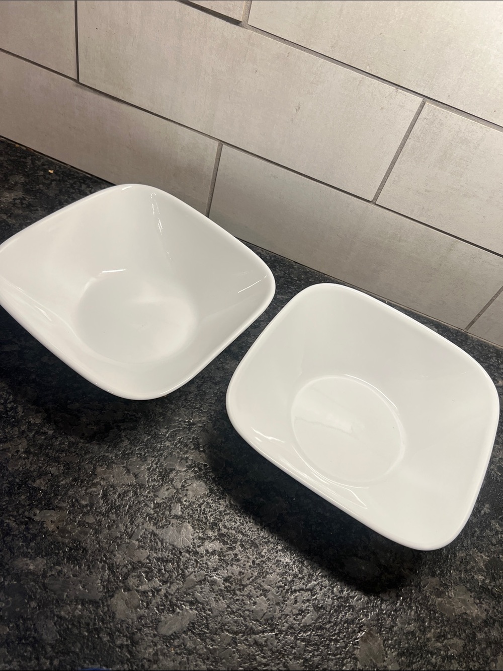 Set of 2 Square Corelle Vitrelle serving bowls. Pure white. Like new condition